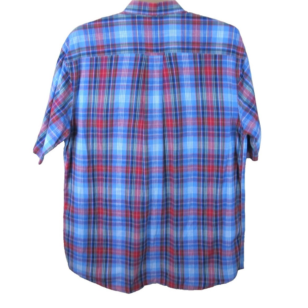 Orvis Short Sleeve Button Down Cotton Shirt Men's Large Red Blue Plaid - Picture 5 of 7